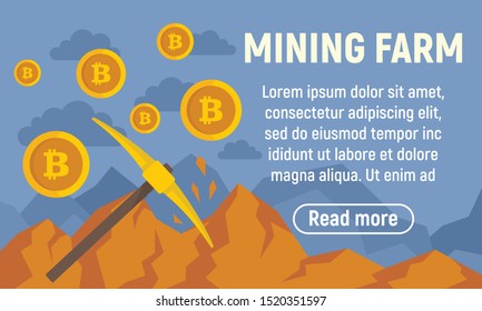 Gold mining farm concept banner. Flat illustration of gold mining farm vector concept banner for web design