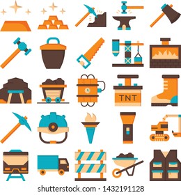 Gold mining icons pack. Isolated gold mining symbols collection. Graphic icons element