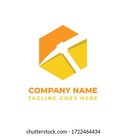 Gold Mining Logo Concept For Gold Miner Industry Using Gold Color