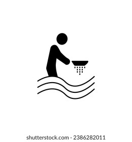 Gold mining pan concept line icon. Simple element illustration. Gold mining pan concept outline symbol design.