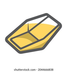 Bandeja de extracción de oro Icono del vector Ilustración de dibujos animados