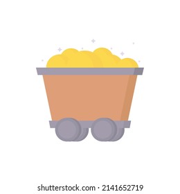 gold mining trolley icon isolated