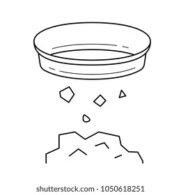 Gold mining vector line icon isolated on white background. Pan for gold panning line icon for infographic, website or app.
