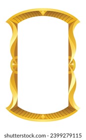 Gold mirror. Decorative vintage wall mirror, old fashion decor mirrored frame. Reflective mirror surface in golden frame. Fashioned rectangular ornate interior object, vector illustration