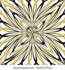Gold mirror icon. Abstract floral shape. Radial symmetry figure. Vector ornate form.