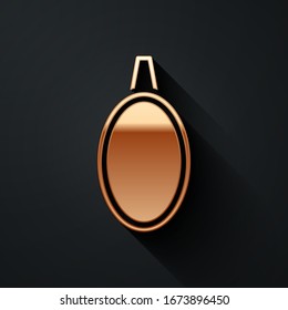 Gold Mirror icon isolated on black background. Long shadow style. Vector Illustration