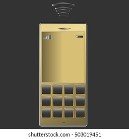 gold mobile phone with buttons