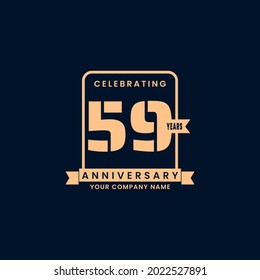 Gold modern 59 year anniversary logo. birthday. Celebration. Celebrating. element. Tape
