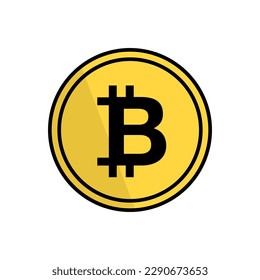 Icono de bitcoin moderno de oro. Vector.
