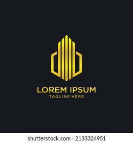 Gold modern building business finance logo vector image