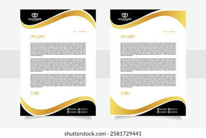 gold modern letterhead design template