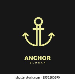 gold Modern Line anchor logo icon design vector illustration