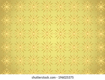 Gold modern and sweet blossom and rhomboid and circle pattern on pastel background. Vintage and modern bloom pattern style for classic and retro design