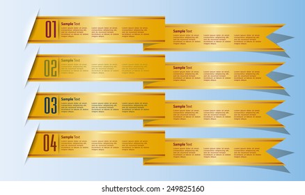 gold modern text box template for website computer graphic technology and internet, numbers. ribbon