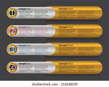 gold modern text box template for website computer graphic and internet, numbers. label.