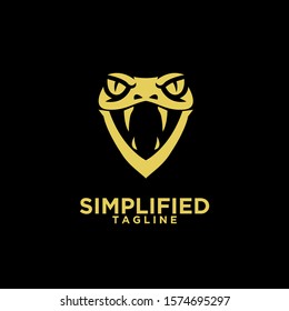 gold modern viper head with initial v logo icon design vector