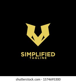 gold modern viper head with initial v logo icon design vector