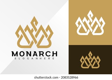 Gold Monarch Crown Logo Design Vector illustration template