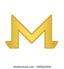 Gold Monero coin icon. golden Cryptocurrency coin money. blockchain  symbol. Internet money