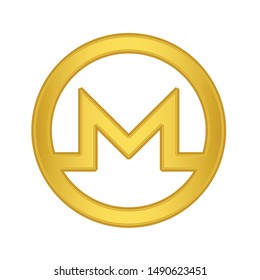 Gold Monero coin icon. golden Cryptocurrency coin money. blockchain  symbol. Internet money