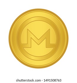 Gold Monero icon. golden Cryptocurrency Monero sign.  blockchain  money. Internet money