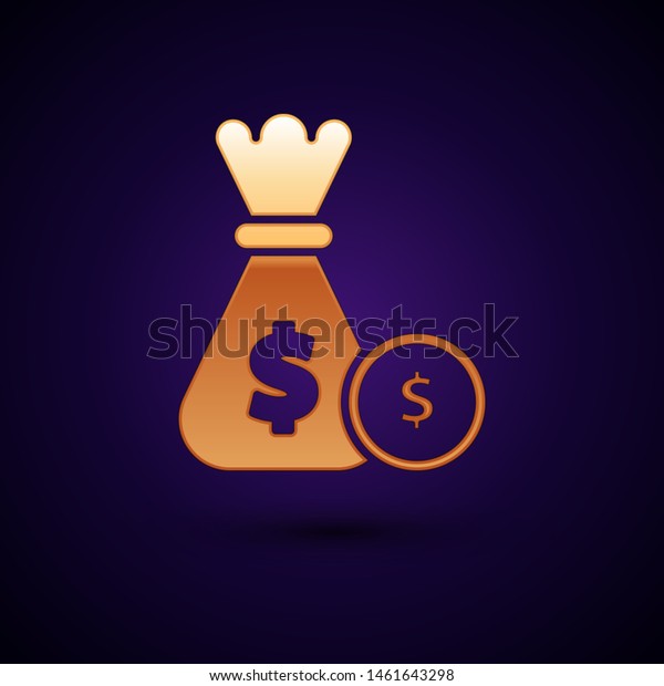 Gold Money Bag Coin Icon Isolated Stock Vector Royalty Free - 