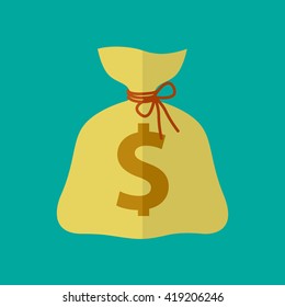 Gold Money Bag Flat iCon