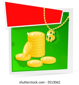 Gold, Money and Banner. Vector Illustration. No Meshes.