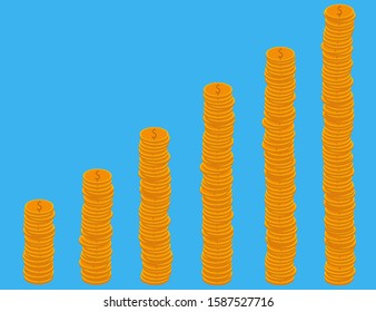 Gold money dollars graph increasing and decreasing