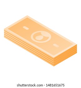 Gold money pack icon. Isometric of gold money pack vector icon for web design isolated on white background