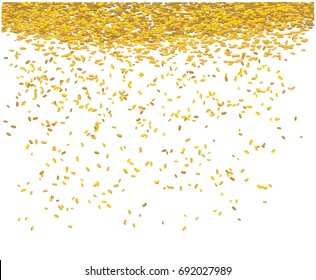 Gold money rain. A lot of cash. Seamless pattern. Coins falling down isolated on transparent background. For lottery winning, business success concept or as idea of stock market.