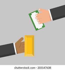 Gold to money, vector