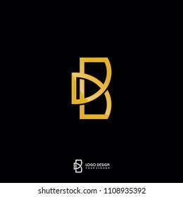 Gold Monogram B Letter Logo Design
