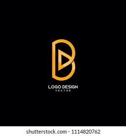 Gold Monogram B Letter Logo Design