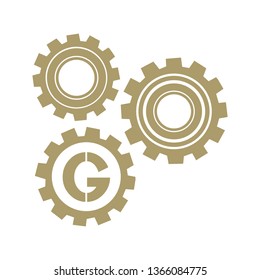 gold monogram gears, vector
