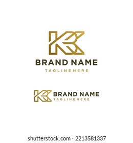 Diseño del logotipo de la carta KBK Gold Monogram Initials