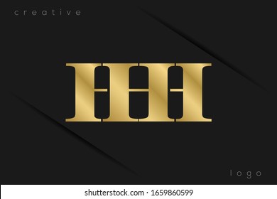 Gold Monogram Initials Uppercase Letter H HH HHH logo design vector