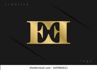 Gold Monogram Initials Uppercase Letter E EE logo design vector