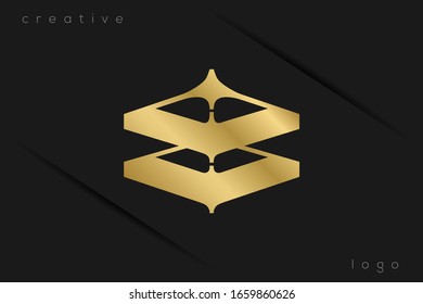 Gold Monogram Initials Uppercase Letter W WW logo design vector