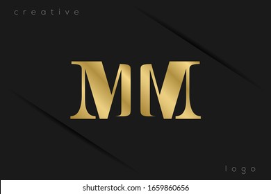 Gold Monogram Initials Uppercase Letter M MM MIM logo design vector