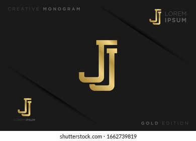 Gold Monogram Initials Uppercase Letter j logo design vector