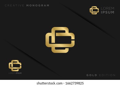 Gold Monogram Initials Uppercase Letter c logo design vector
