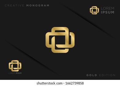 Gold Monogram Initials Uppercase Letter o logo design vector