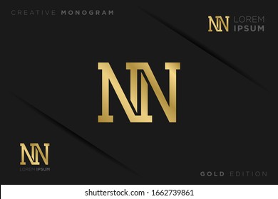 Iniciales monográficas Gold Letra mayúscula n vector de diseño de logotipo