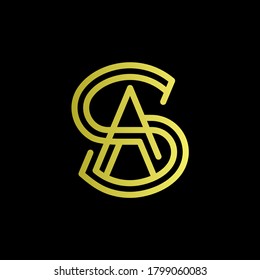 Gold Monogramm aus den Buchstaben S und A. Emblem, Logo für die Firma. Unternehmenssymbole