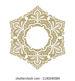 gold monogram , mandala frame. Circular figure representing the universe in Hindu and Buddhist symbolism