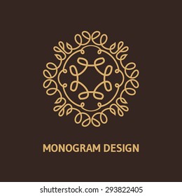 Gold monogram on a blue background