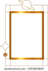 Gold monoline aesthetic square frame Y2K style modern element