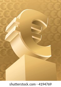 Gold monument symbol of euro, vector