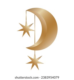 Gold Moon Luna Romantic Synbol Celestial Vintage Gold Silhouette Magic Religion Decoration Winter Christmas New Year